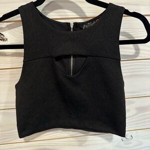 Guess Black Sleeveless Crop Tank Top with Cut Out